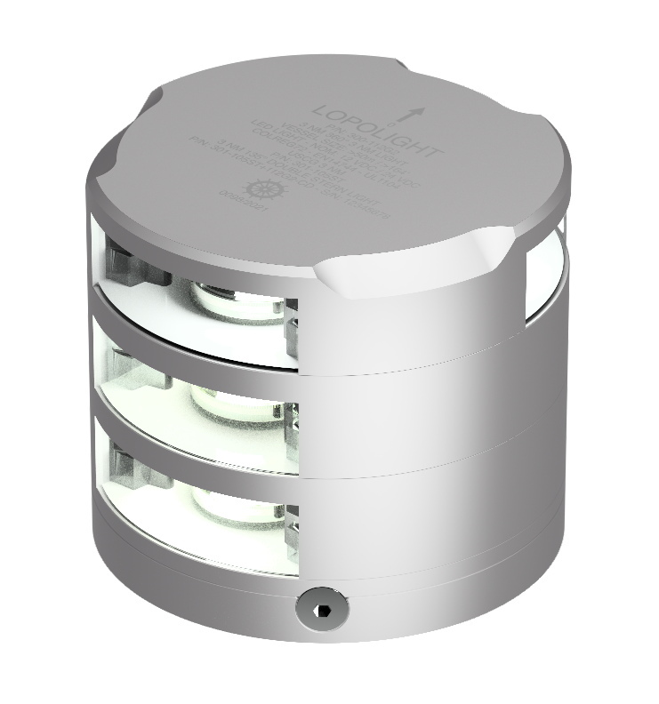 3nm dbl stern+360° white light, silver anodized 3nm dbl stern+360° white light, silver anodized